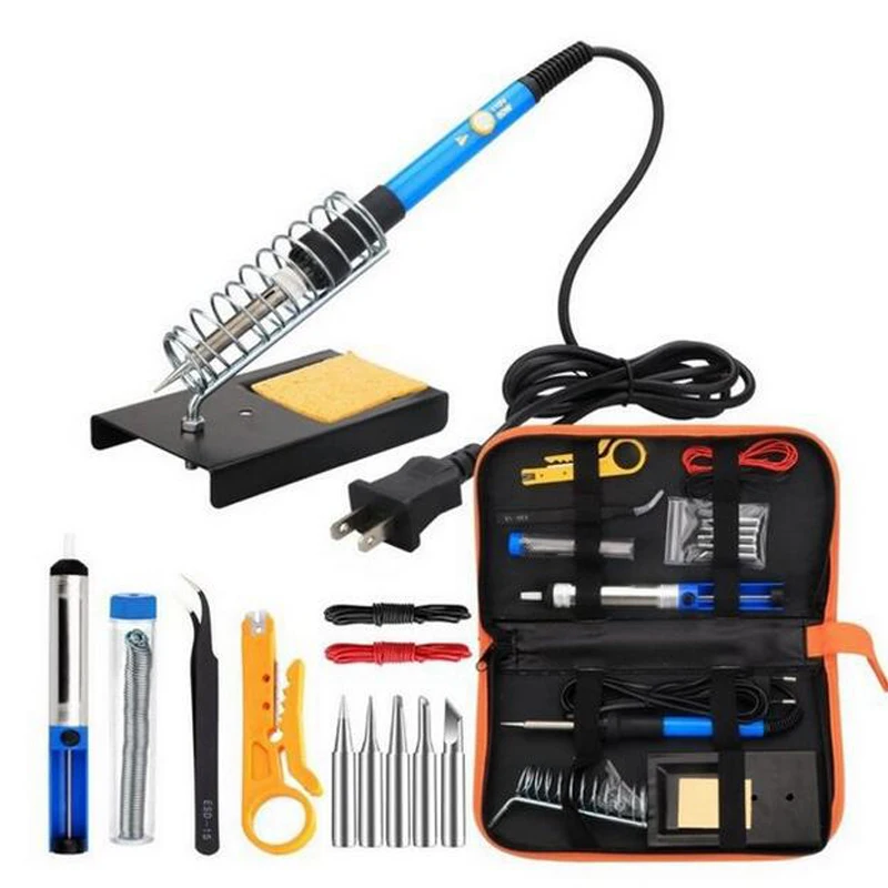

JZL Solder iron Electric irons Kit Adjustable Temperature Soldering iron 5pcs Tips Portable Welding Repair Tool Tweezers wrire