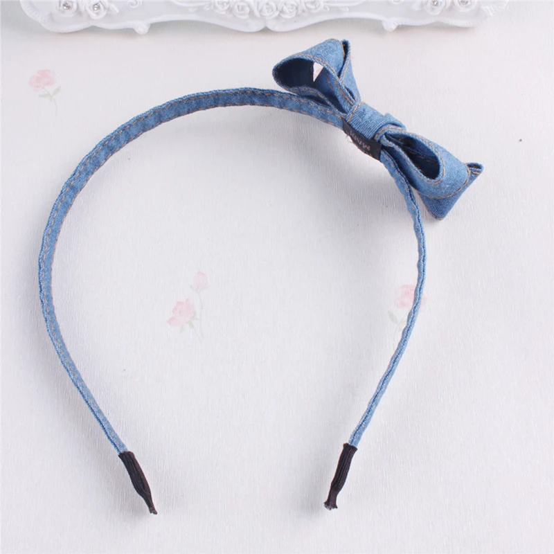 

2020 High Quality Denim Headband Cute Bows For Girls Hair Bands Solid Jeans Handmade Hair Accessories Headwear for girls
