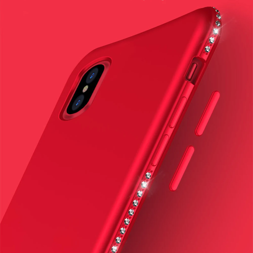 Роскошный чехол для телефона из ТПУ с кристаллами iPhone 7 8 Plus XS Rose женские чехлы X 6 6S