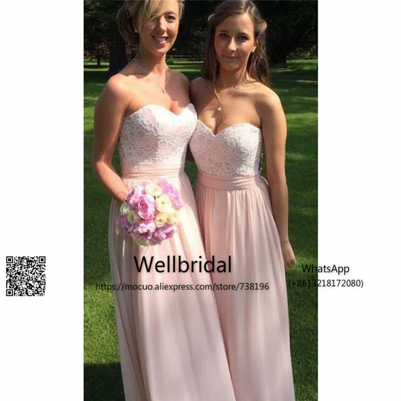 Простой 2017 Новый Пляж Платье Невесты с Laxce Свадебное Без Бретелек Шифон Maid of Honor