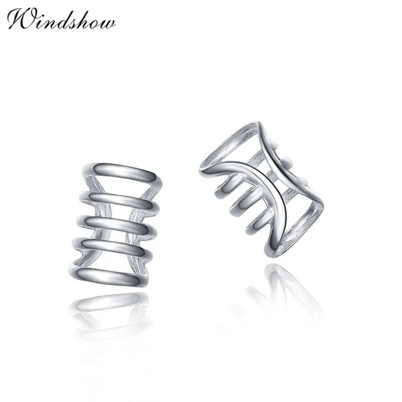 Real 925 Sterling Silver Punk Hollow Ear Cuff Clip On Earrings Fashion Jewelry No Piercing For Men Women Brinco boucle d'oreille