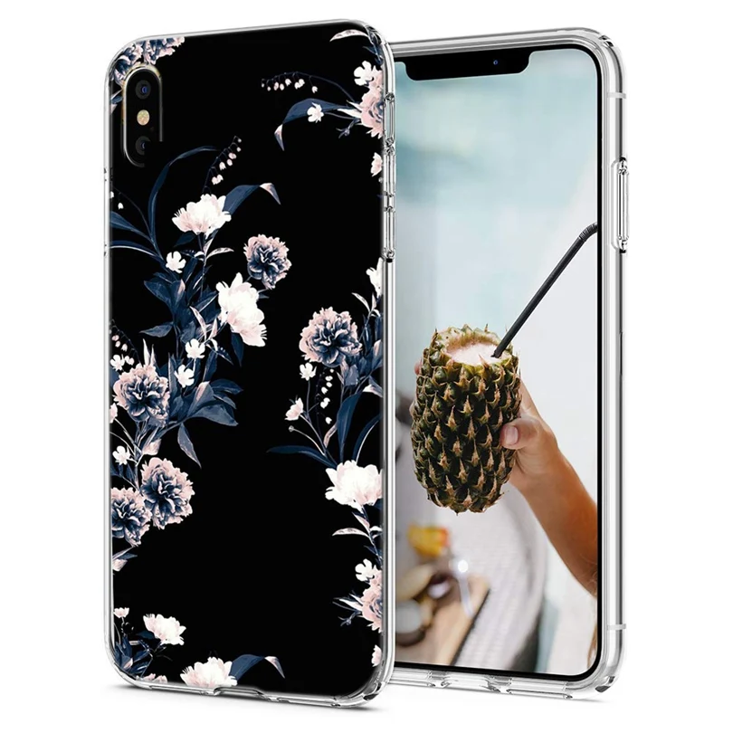 Силиконовый чехол для iPhone 7 7Plus 6 6S 6Plus XR XS Max мягкий из ТПУ с цветком и листьями