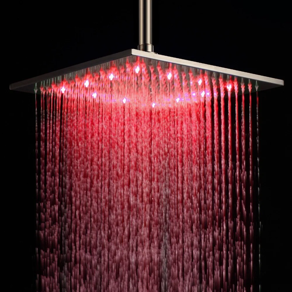 Современный 12 дюймов 30x30 см LED из нержавеющей стали дождь Душевая Головка Матовый