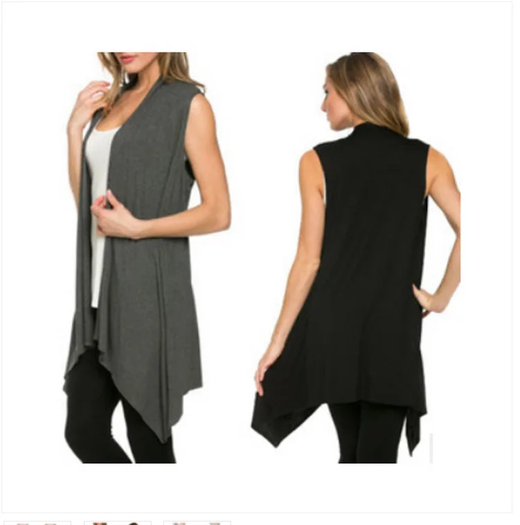 Длинный вязаный кардиган Для женщин Лето 2017 г. жилет без рукавов женские большие