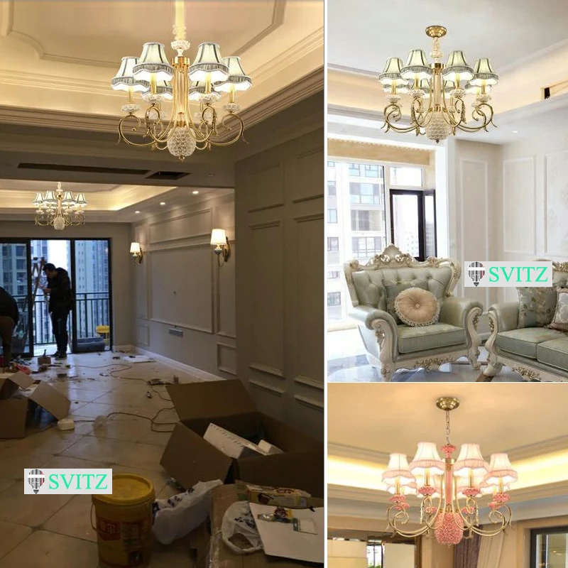 Modern European Style All Copper Ceramic Chandelier Nordic Villa Children's Bedroom Chandeliers |