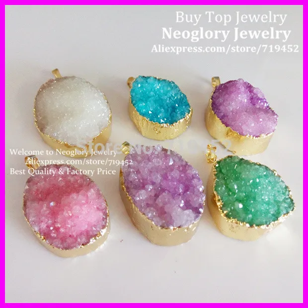 5 шт. Druzy Подвески хрусталь смешанного цвета драгоценный камень Друза кулон
