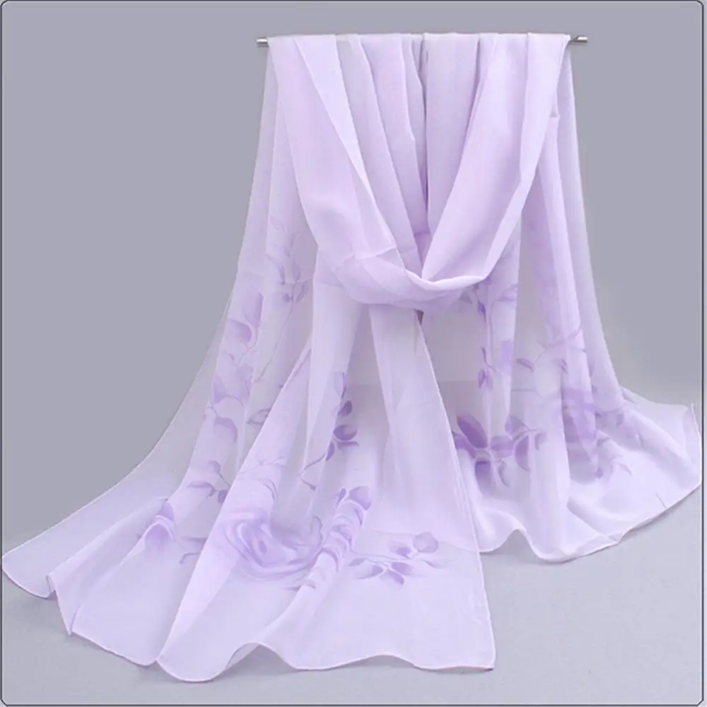 tree purple Женский мусульманский хиджаб, Шелковый шифоновый женский летний солнцезащитный шарф, шали и палантины, весенний женский модный шарф - Цвет: tree purple