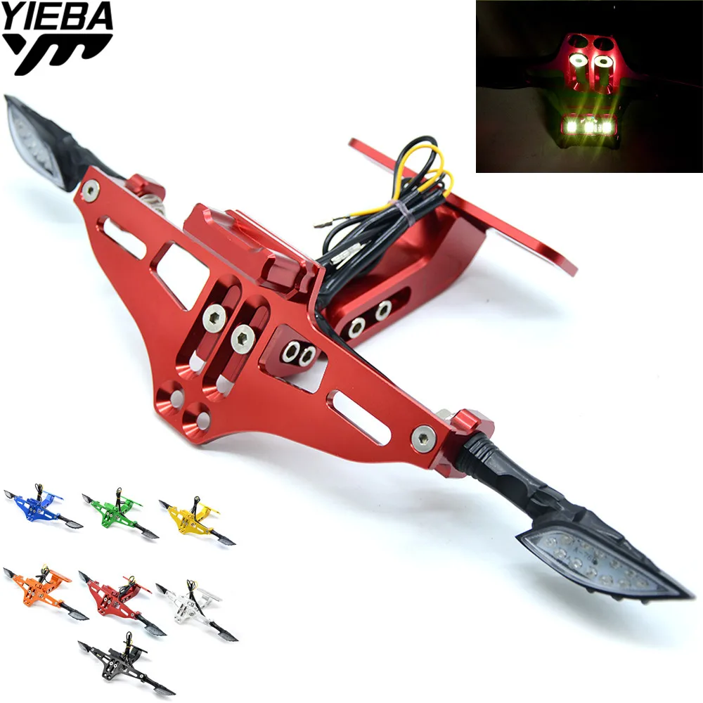 Универсальный мотоцикл номерной знак кронштейн держатель Светодиодная лампа