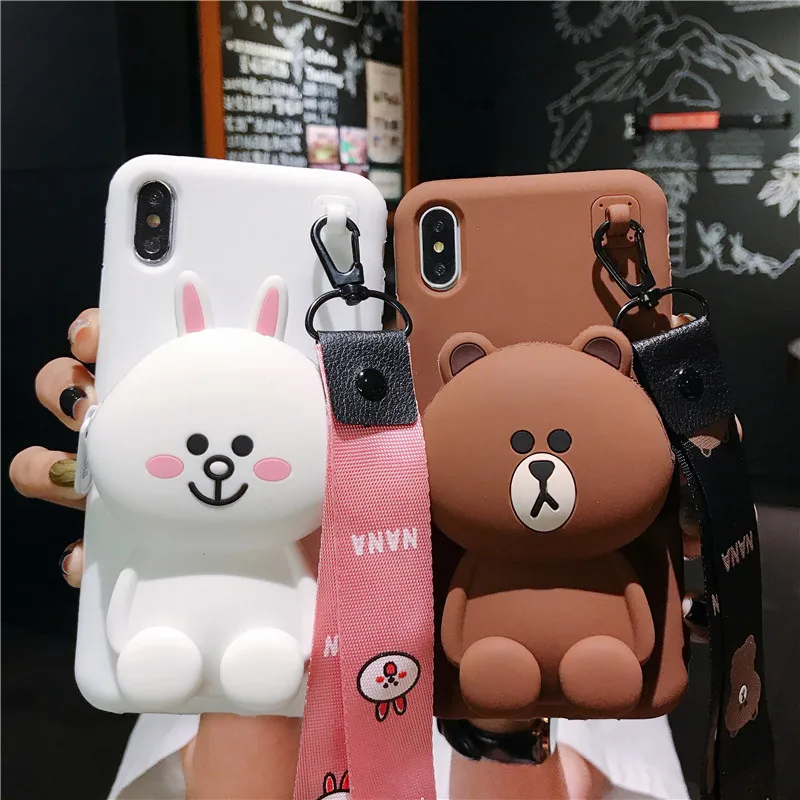 Милый Медведь Кролик утка мультфильм телефон чехол для iPhone 6 7 8 S Plus X XS XR XSMAX мягкий