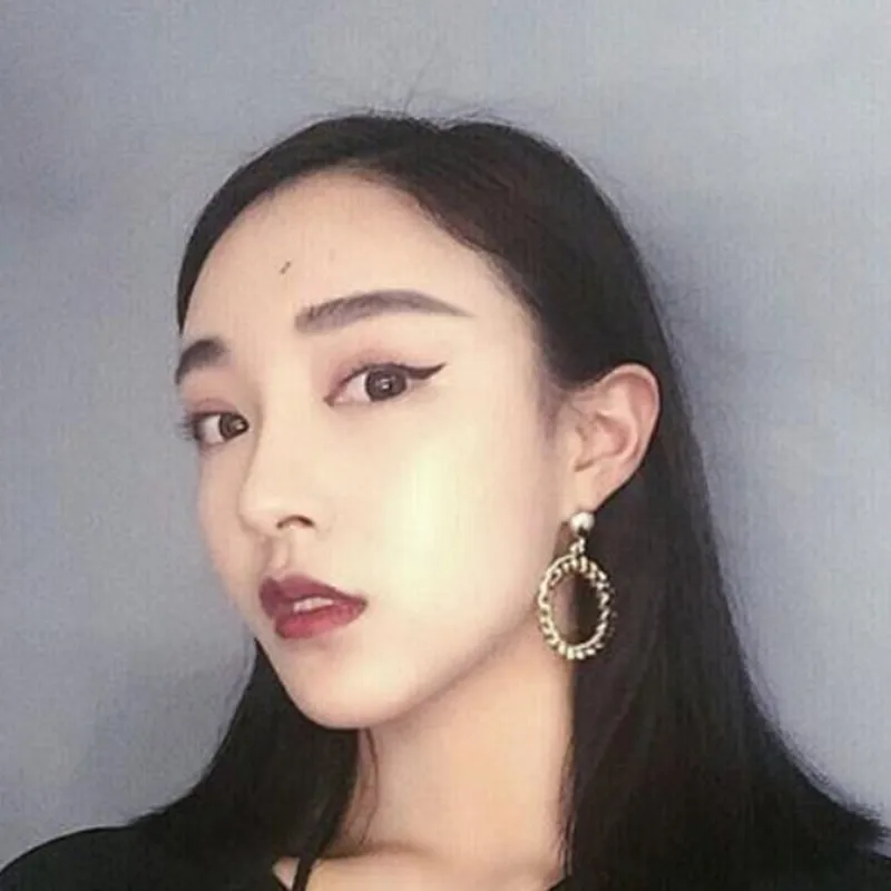 Женские серьги-подвески в виде двух колец большие круглые серьги-капельки с