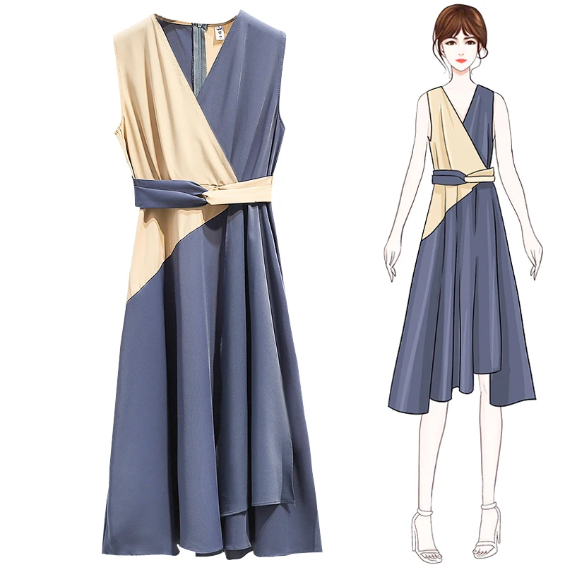 Trytree 2019 летнее Повседневное платье для женщин с v образным вырезом без рукавов