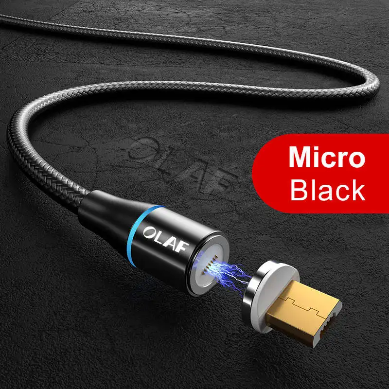 Black Micro Cable Магнитный зарядный кабель для iPhone X XR XS Max Micro usb type C кабель для samsung huawei Android зарядное устройство USB C шнур - Цвет: Black Micro Cable