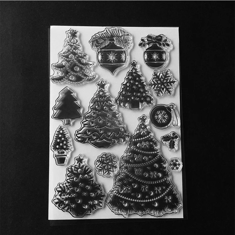 Merry Christmas Tree комплект прозрачные резиновые ясно марки Трафареты для Скрапбукинг
