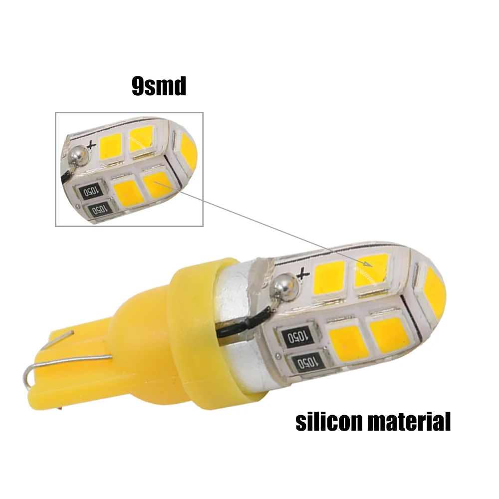 YSY 4 шт. t10 Светодиодная лампа W5W 194 Silica COB led T10 w5w 9smd 2835 автомобильное освещение