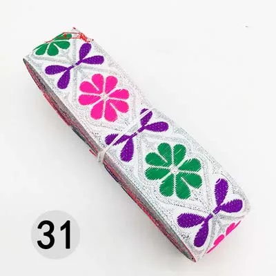 31 7 м/лот, тканая жаккардовая лента шириной 3,3 см, отделка геометрическим тотемным узором для штор и аксессуаров одежды, кружевная ткань HB188 - Цвет: 31