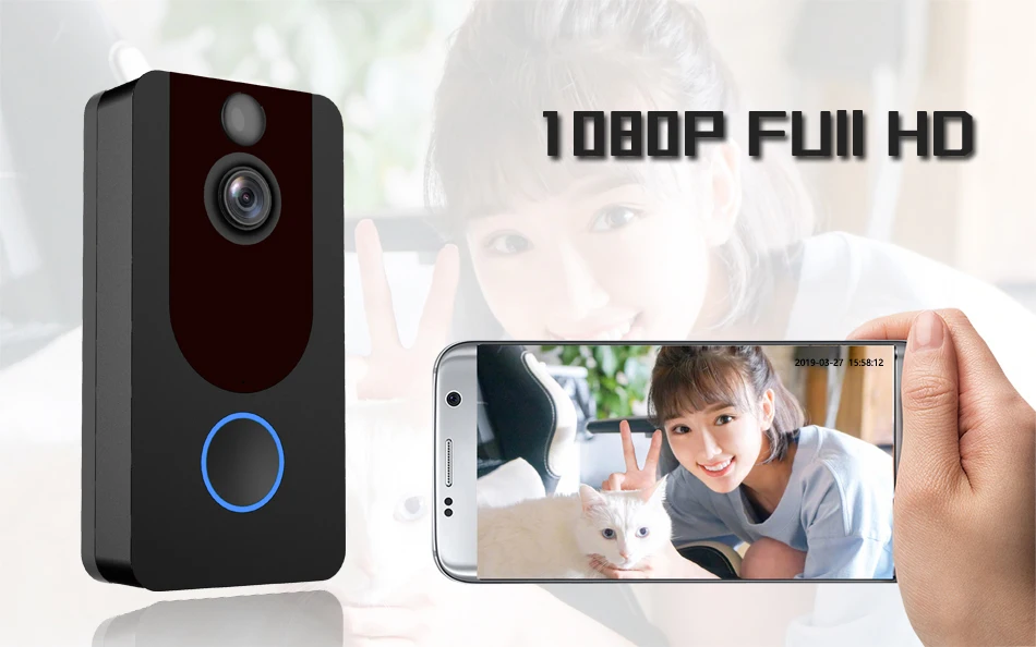 ZWN V7 HD 1080P смарт WiFi видео дверной звонок камера визуальный домофон с колокольчиком ночного видения IP дверной звонок беспроводная камера безопасности
