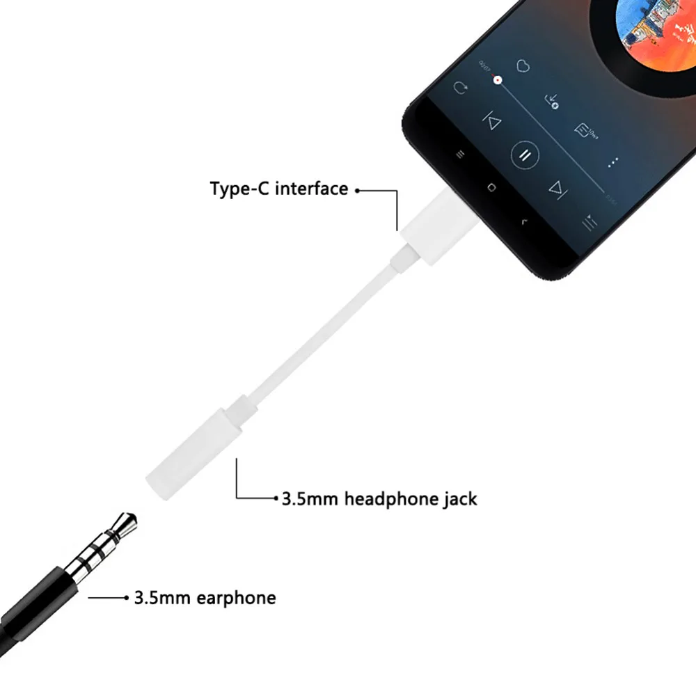 Адаптер для наушников с разъемом USB Type-C на 3 5 мм аудиокабель AUX Samsung LG Nexus Oneplus Nokia