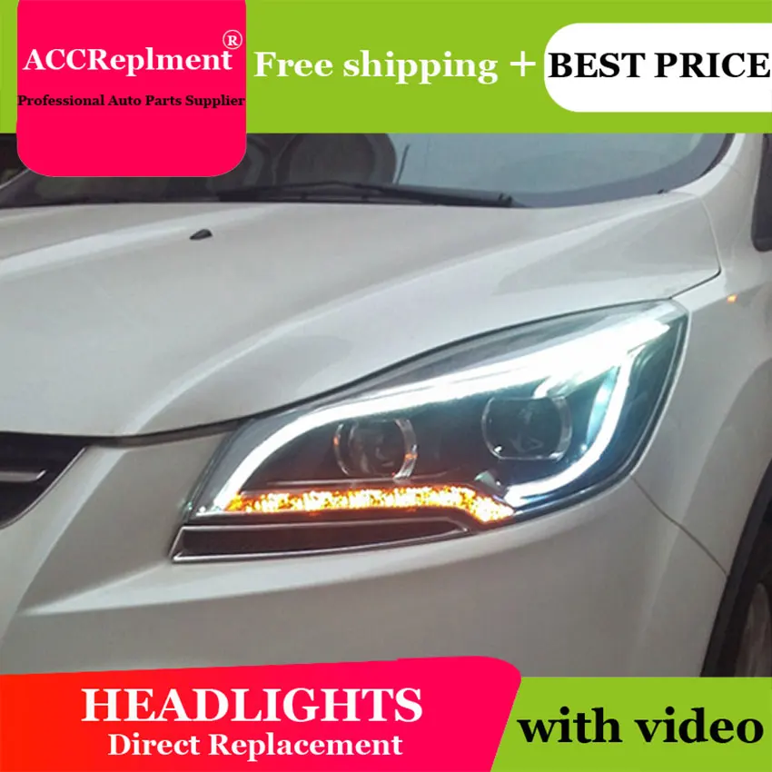 

Auto Lighting Style LED Head Lamp for Ford Kuga led headlights 2013-2016 Escape angel eye drl H7 hid Bi-Xenon Lens low beam