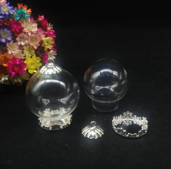 3pcs 25*15mm open mouth glass vial bubble dome 15mm flower tray DIY vials pendant wishing bottle jars necklace | Дом и сад