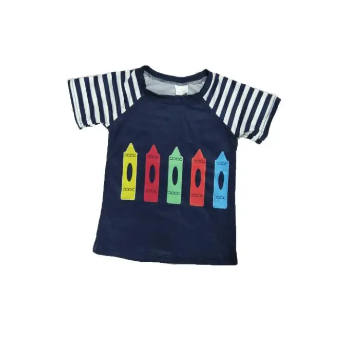 

Pencil Embroidered Kids Boys Back to School Clothes Short Sleeve T-Shirt High Quality Boutique Kids' Clothes