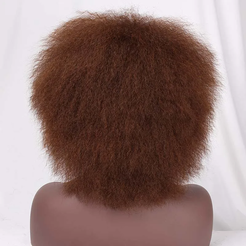 brown Doris beauty Синтетические афро парики для женщин Черный Коричневый Красный Цвет Yaki Короткий прямой парик косплей волос Термостойкое волокно - Цвет: brown
