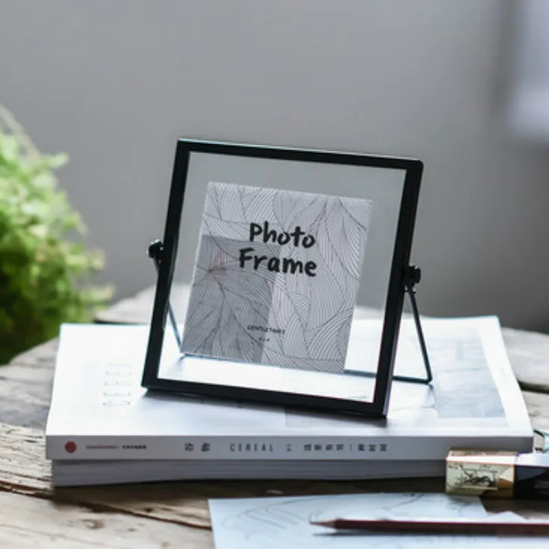 Nordic Photo Frame Creative ins Desktop Arrangements Geometric Metallic Glass Iron Art Decoration Bracket | Дом и сад