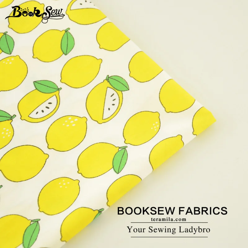 Booksew хлопок саржа Ткань желтых лимонов Дизайн Вышивание ткань кровать Лист квилтинга Tecido для DIY Лоскутная Скрапбукинг