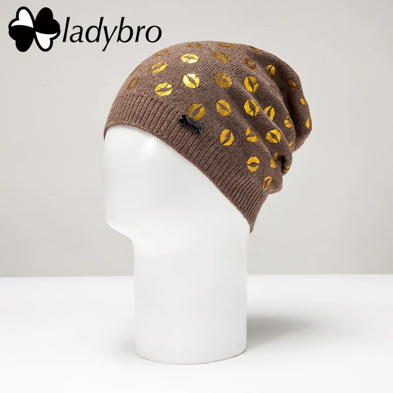 Женская шерстяная Шапка-бини Ladybro, женские головные уборы Skullies Beanies, зимние шапки для девочек, лыжная шапка, повседневная женская теплая вязаная шапка, модная - Цвет: 23103