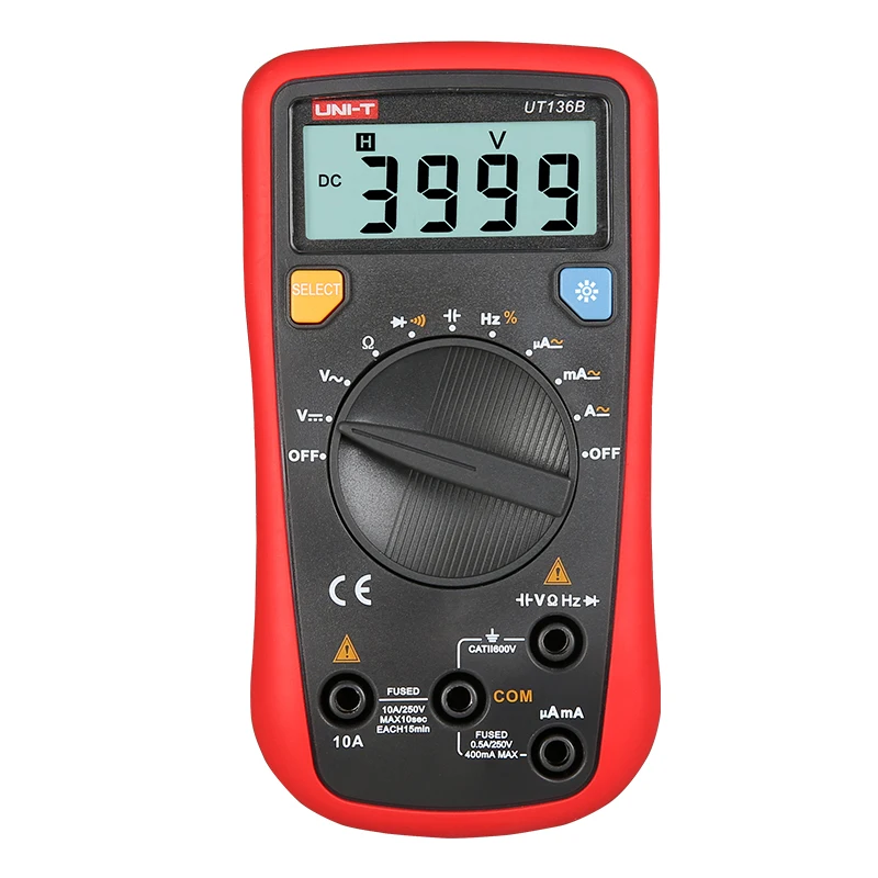 UNI-T UT136B/A/C Мини Ручной цифровой мультиметр автоматический диапазон AC/DC Напряжение Ток Сопротивление Емкость Частота тестердшип