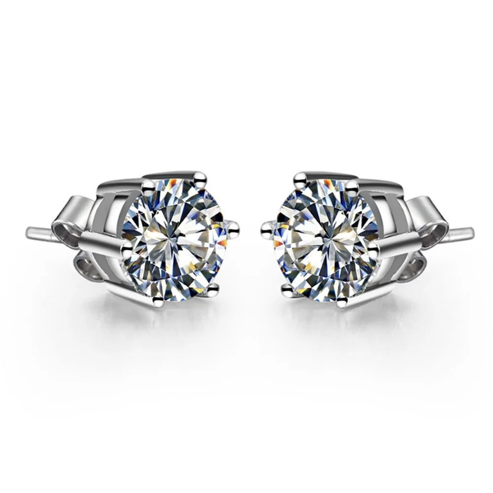 Test Positive Authorized 6.5MM 1Ct each G-H Moissanite Diamond Stud Earrings Real 925 Sterling Silver Earring Romance | Украшения и