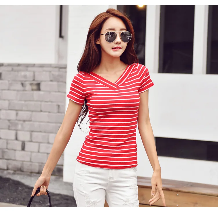 Shintimes Poleras Mujer, женская футболка с коротким рукавом, женская футболка, летние топы, футболка из хлопка, модная полосатая футболка для женщин