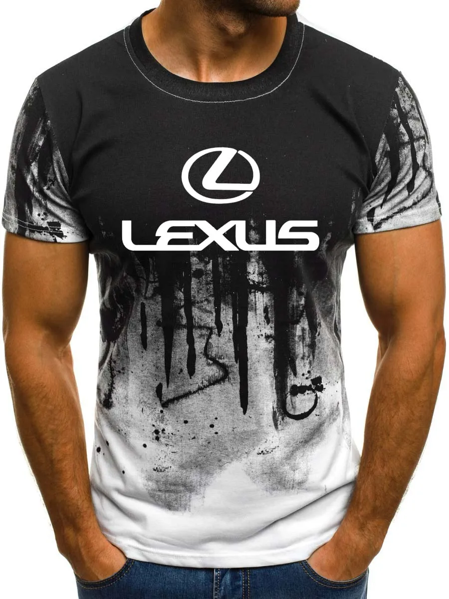 Мужской короткий рукав чехол с логотипом Lexus Мужская футболка Летняя Повседневная хлопковая Футболка с градиентом модные хип хоп Harajuku мужские брендовые футболки - Цвет: 801