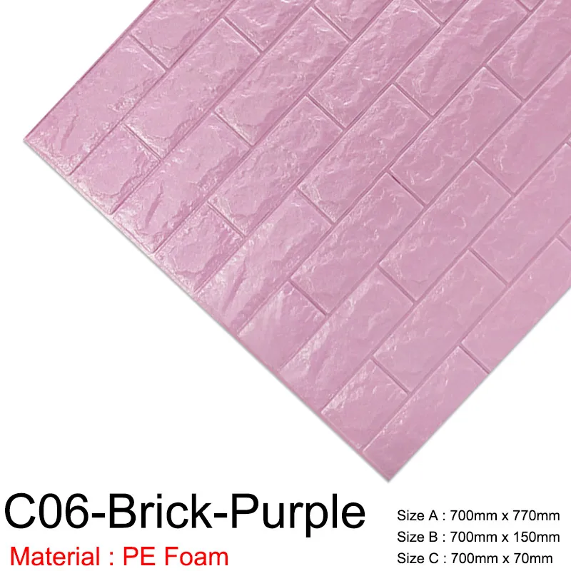C06-Brick-Purple 3D стикер на стену s мраморная кирпичная кожура и самоклеящаяся настенная бумага водонепроницаемый DIY Кухня Ванная домашняя Наклейка на стену виниловая - Цвет: C06-Brick-Purple