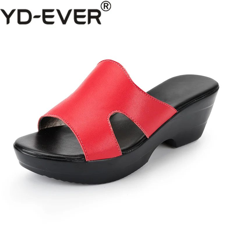 Женские шлепанцы сандалии на танкетке женские босоножки из натуральной кожи с