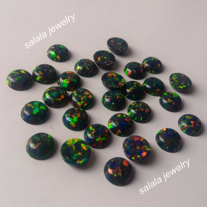 200 шт./лот OP32 черный огненный опал 6 мм круглый синтетический кабошон Огненный