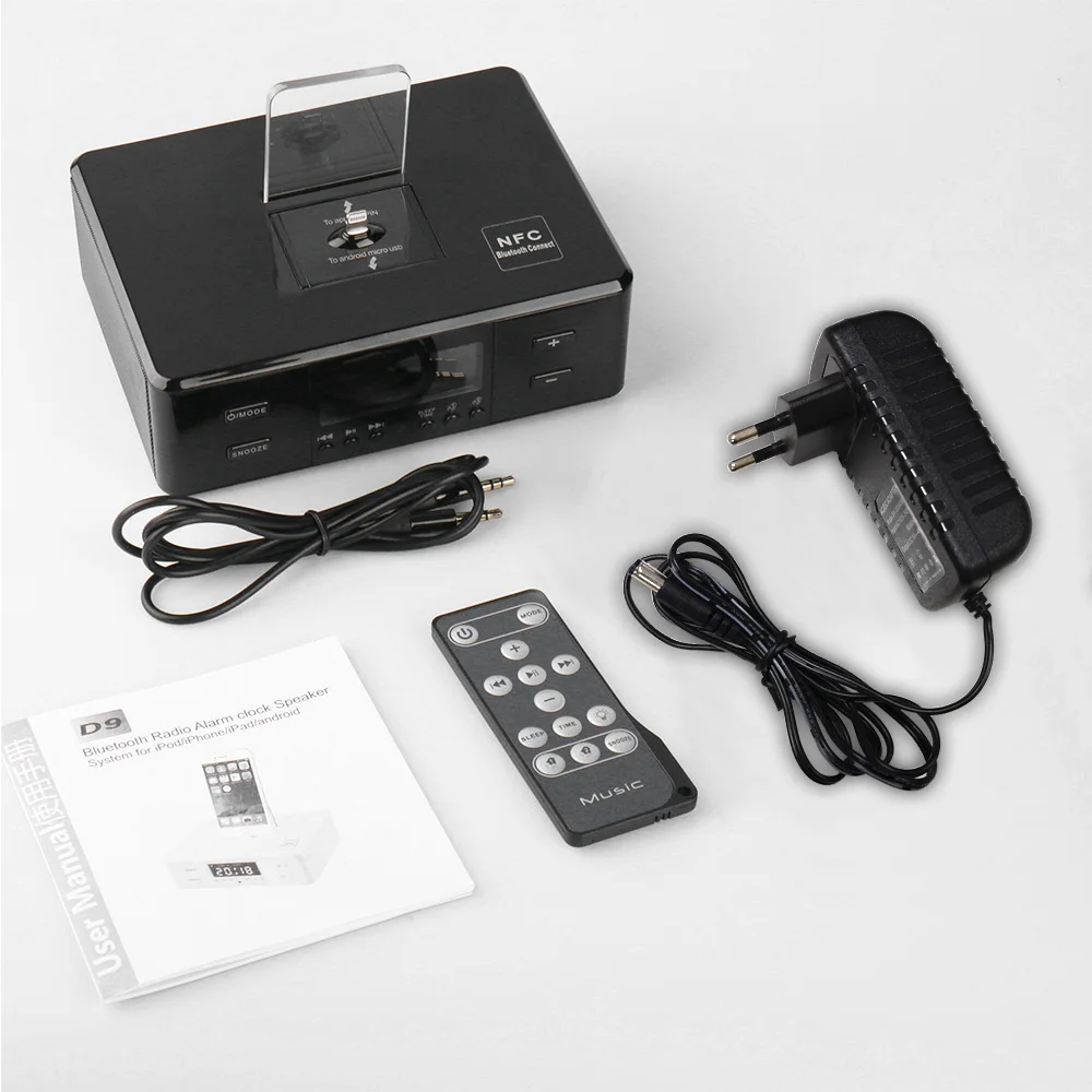 UPD9 многофункциональный FM радио цифровой приемник с ЖК-дисплеем Поддержка Bluetooth динамик AUX в будильник зарядная станция