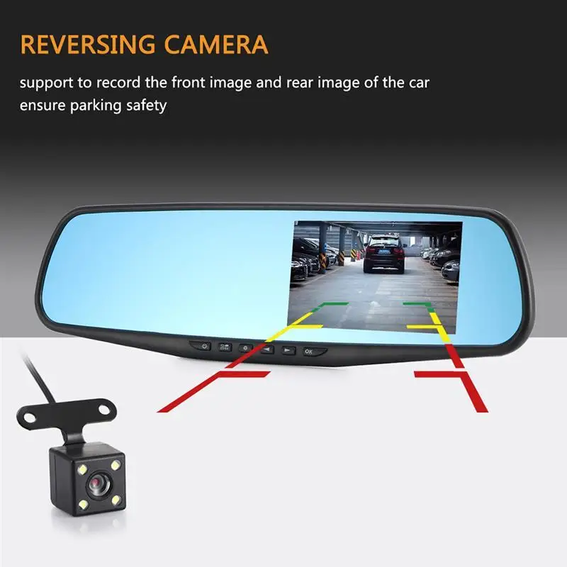 Car DVR 1080P Dual Lens Dash Camera Rear Mirror Digital Recorder With Rearview Camera Video Recorder Camcorder Registrar
