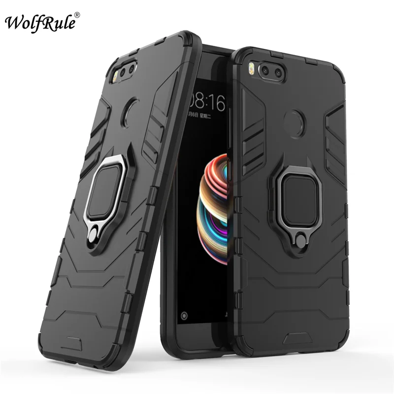 DarkBlack Для Xiaomi mi A1 чехол TPU Жесткий PC Xiaomi mi 5x чехол с кольцом-держателем Магнитный защитный чехол для Xiao mi Xiomi A1 - Цвет: DarkBlack
