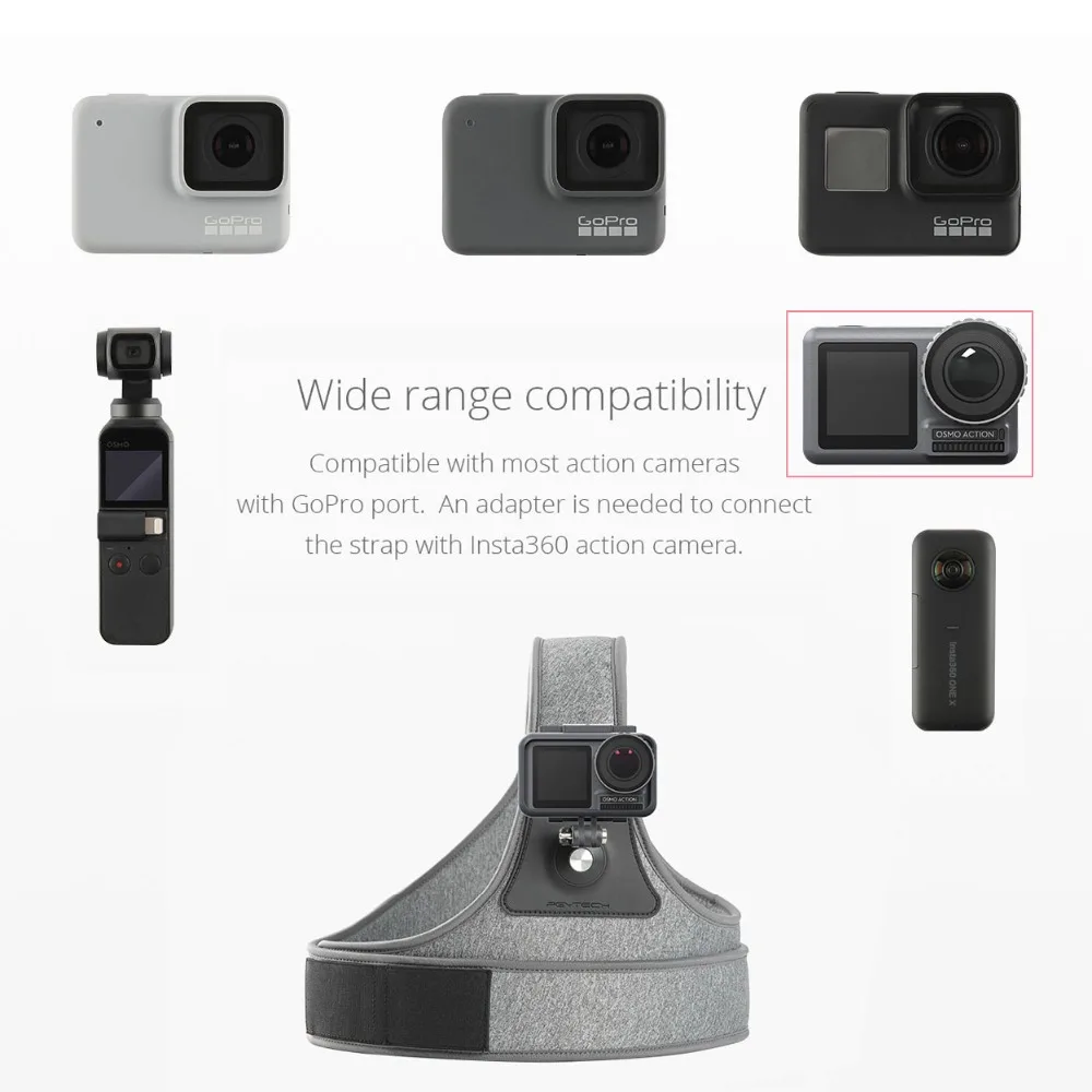 PGYTECH OSMO нагрудный ремень для экшн камеры Dji Osmo Pocket Gopro Hero 7 6 Insta360 Sjcam аксессуары