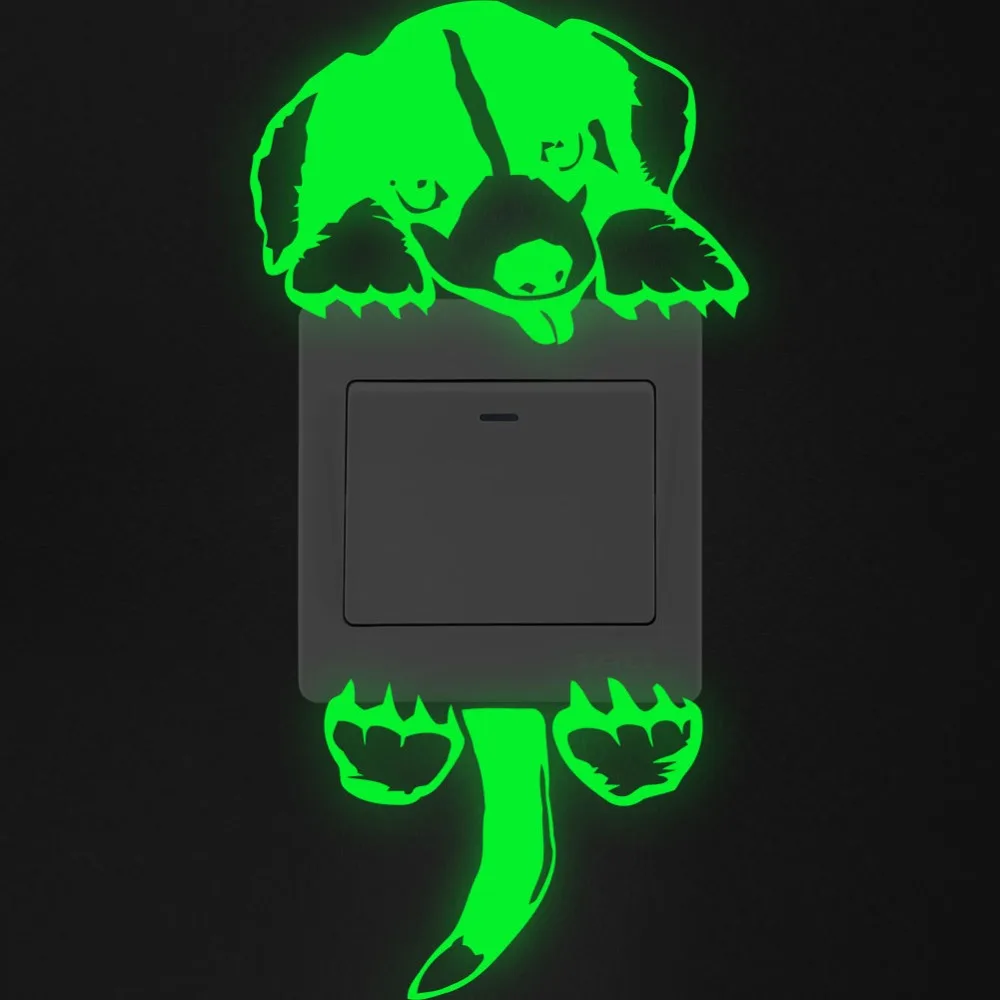 Флуоресцентный переключатель с изображением собаки из мультфильма светящиеся