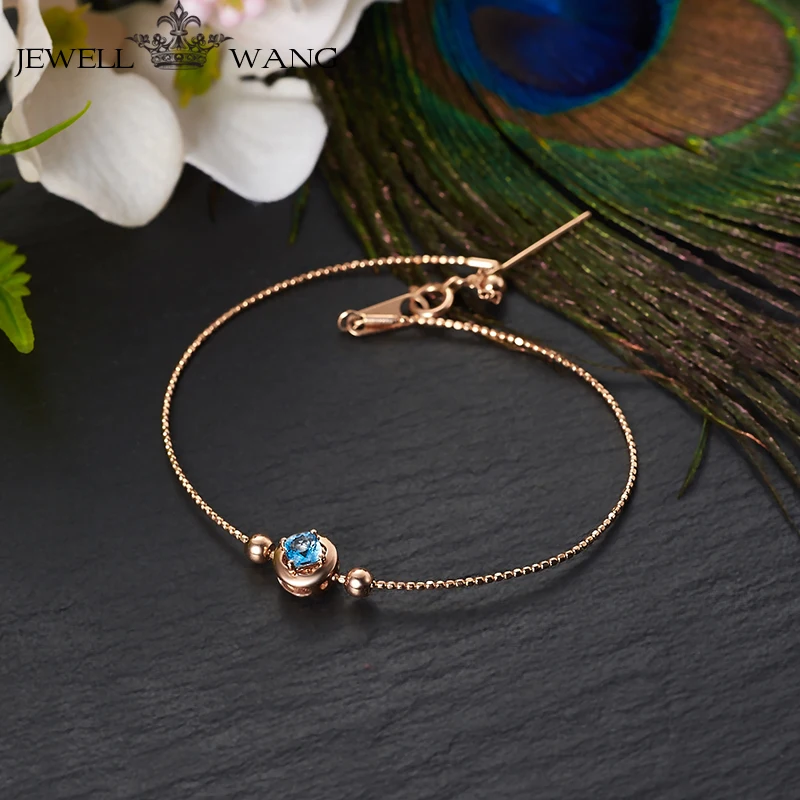 Женский браслет с натуральным топазом jewelwang роскошный из розового золота 18 К