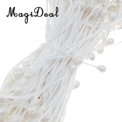 MagiDeal 150 штук жемчужные Двойные наконечники цветочные тычинки перламутровые