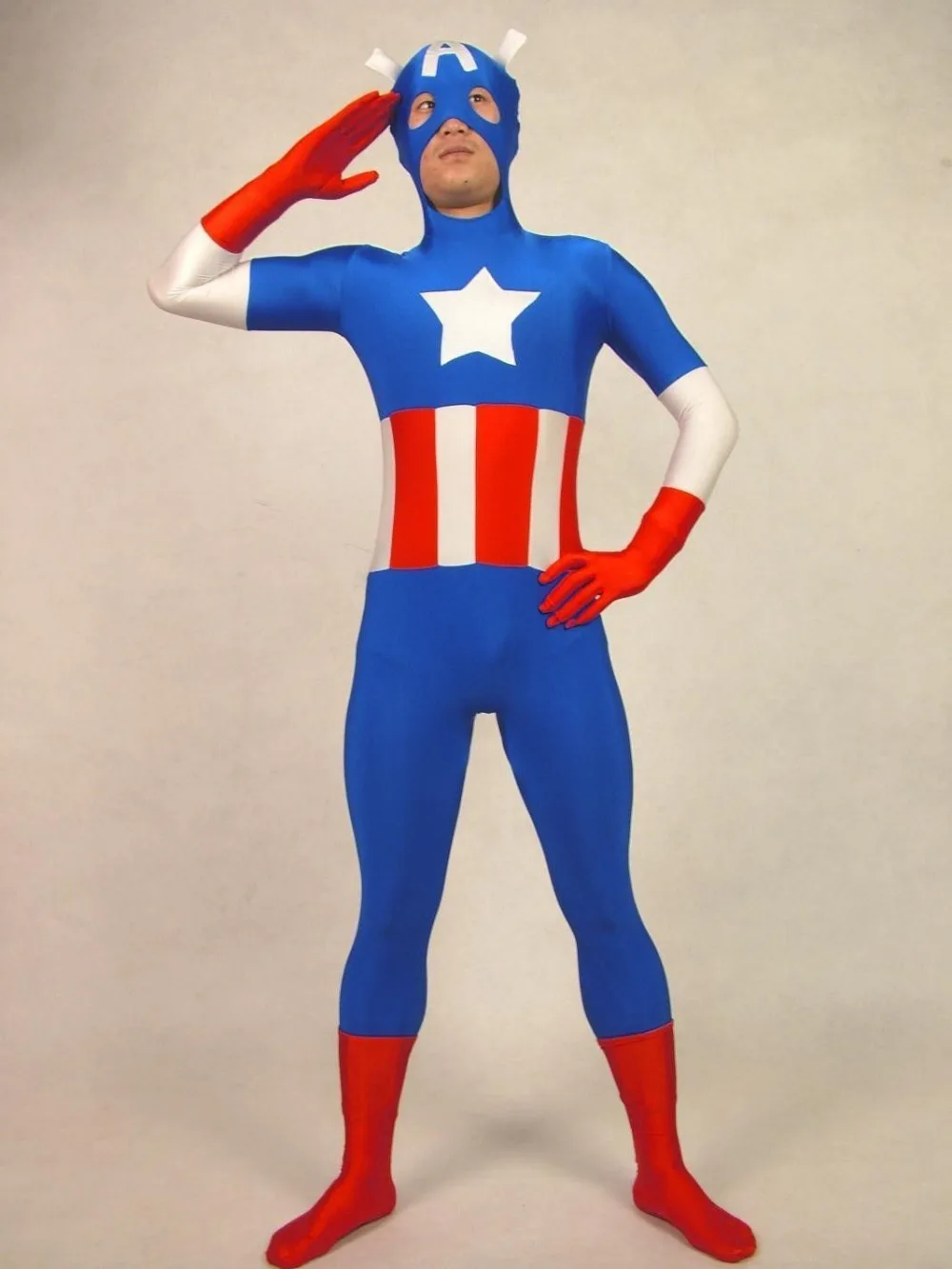 Details about Halloween lycra spandex zentai halloween cosplay captain American S--XXL | Тематическая одежда и униформа