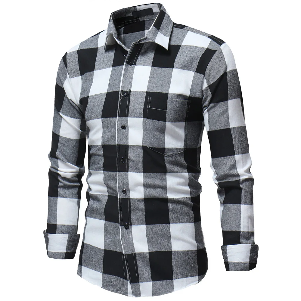Клетчатая рубашка мужские рубашки 2018 новая мода Chemise Homme клетчатые с длинным