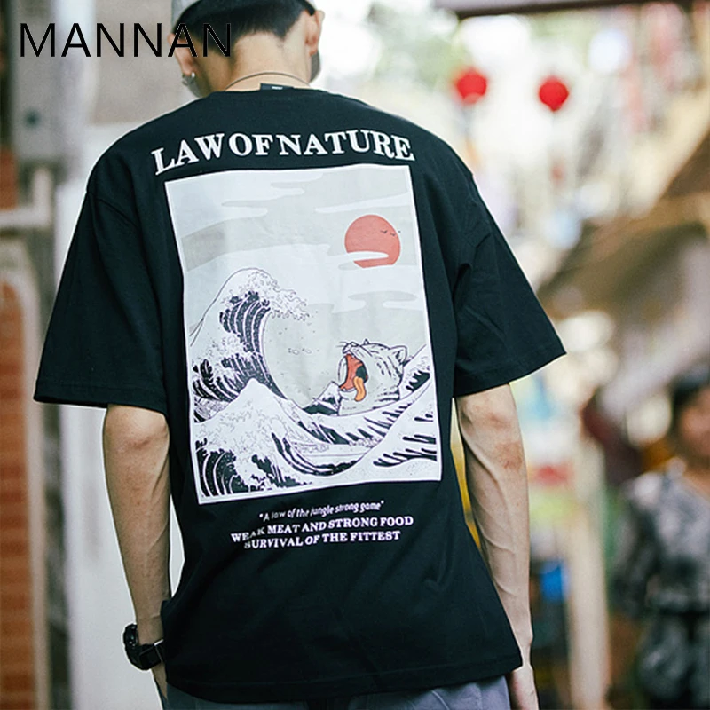 Футболка мужская с японской вышивкой модная тенниска 3d в стиле Харадзюку