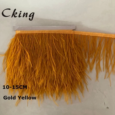 gold yellow 10 метров темно-зеленое перо отделка 10-15 см ширина страуса перо платье с бахромой швейный Материал карнавал рождественские украшения Ремесло - Цвет: gold yellow