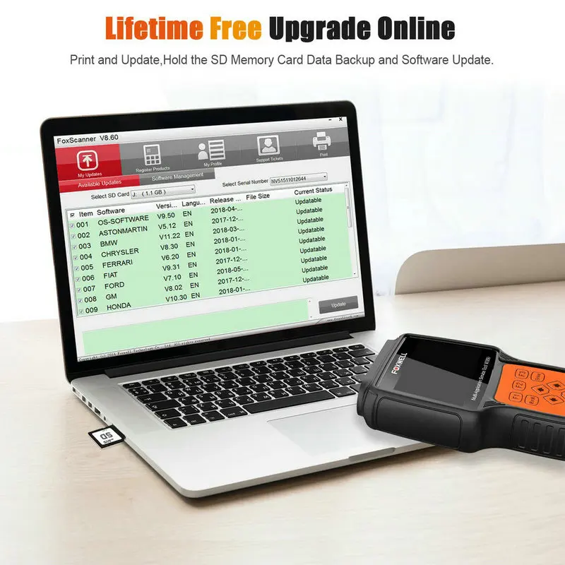 Foxwell NT650 OBD2 автомобильный сканер ABS Airbag SAS EPB DPF TPMS инжектор сброса масла ODB2