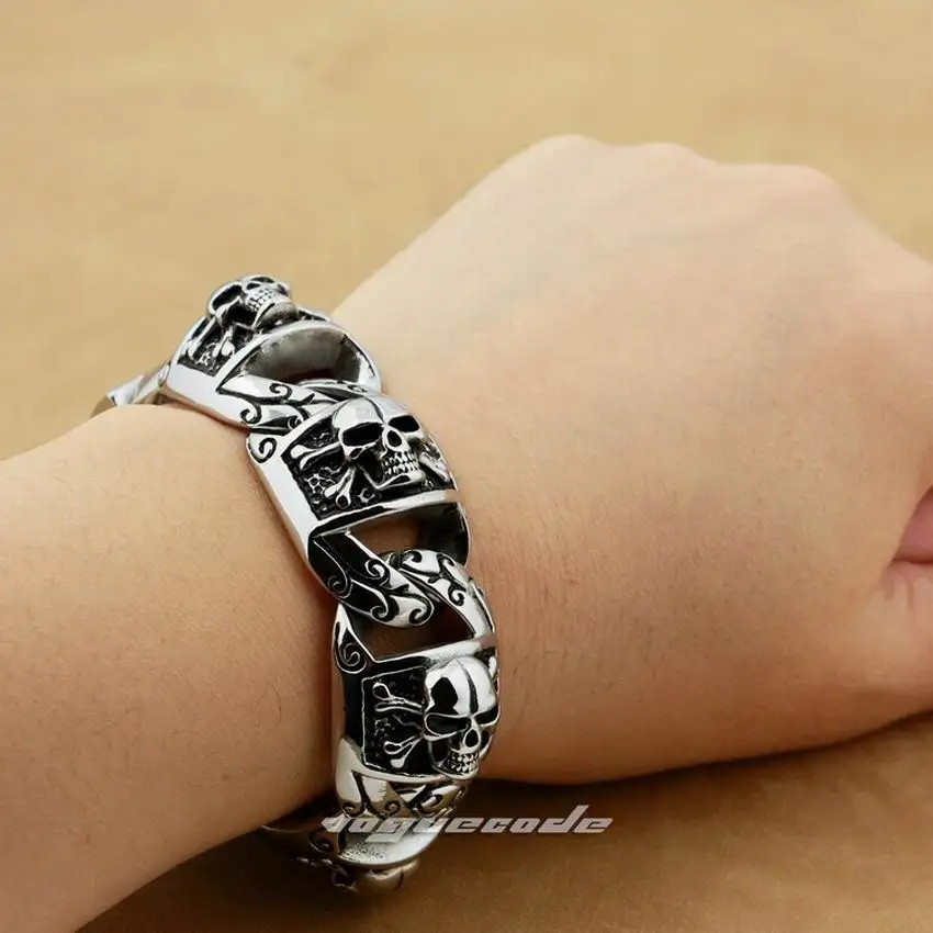 5 Длина 316L Нержавеющая Сталь Огромный тяжелый пиратский череп мужской Байкерский