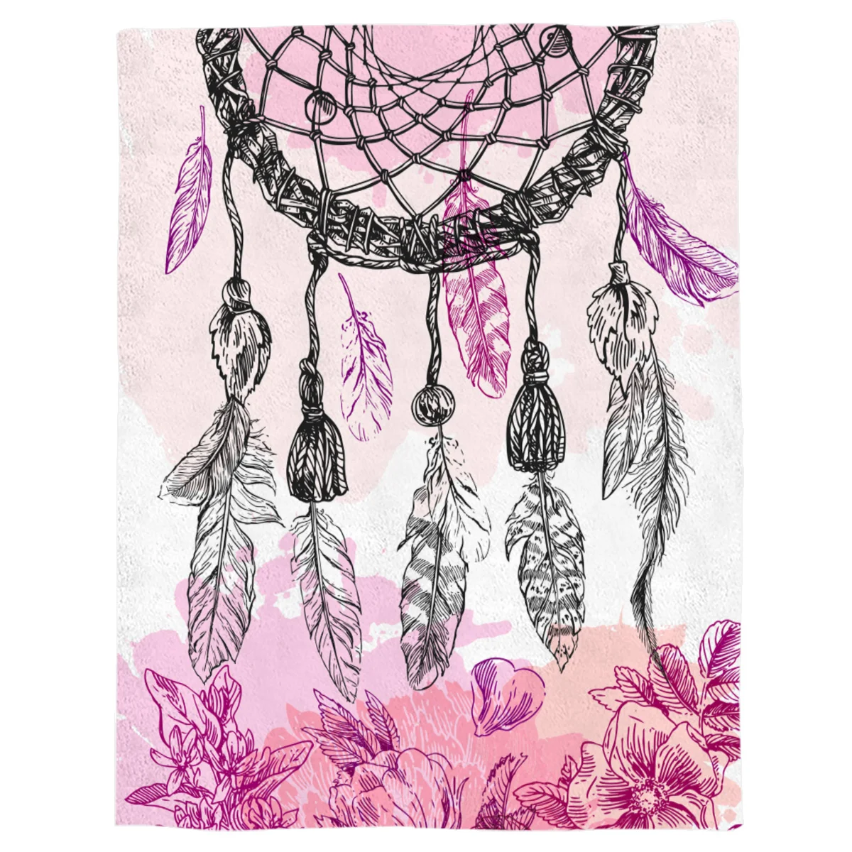 С рисунком Ловец снов круглый перо украшение в виде слова Love сказочной пледы