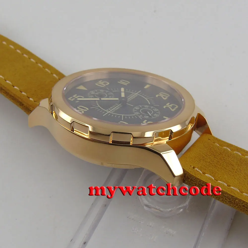 Автоматические Мужские часы с черным циферблатом и сапфировым стеклом ST2542 44